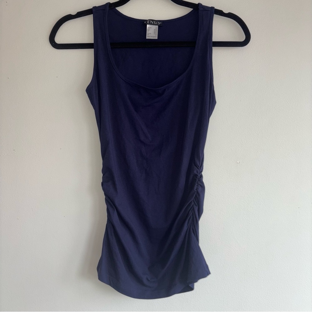 VENUS Deep Blue Ruched Tank Top